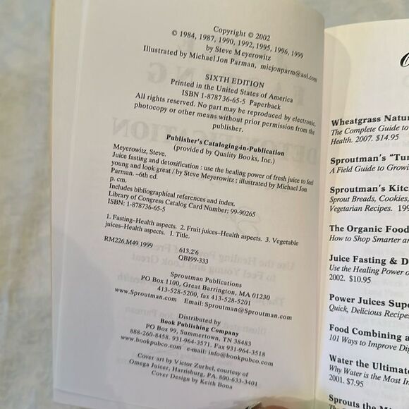 Cookbook Paperback Juice Fasting & Detoxification Meyerowitz - Picture 8 of 10